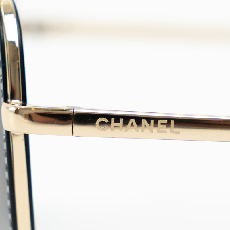 Pre-Loved Chanel™ Gold Tone Crystal Embellished Sunglasses
