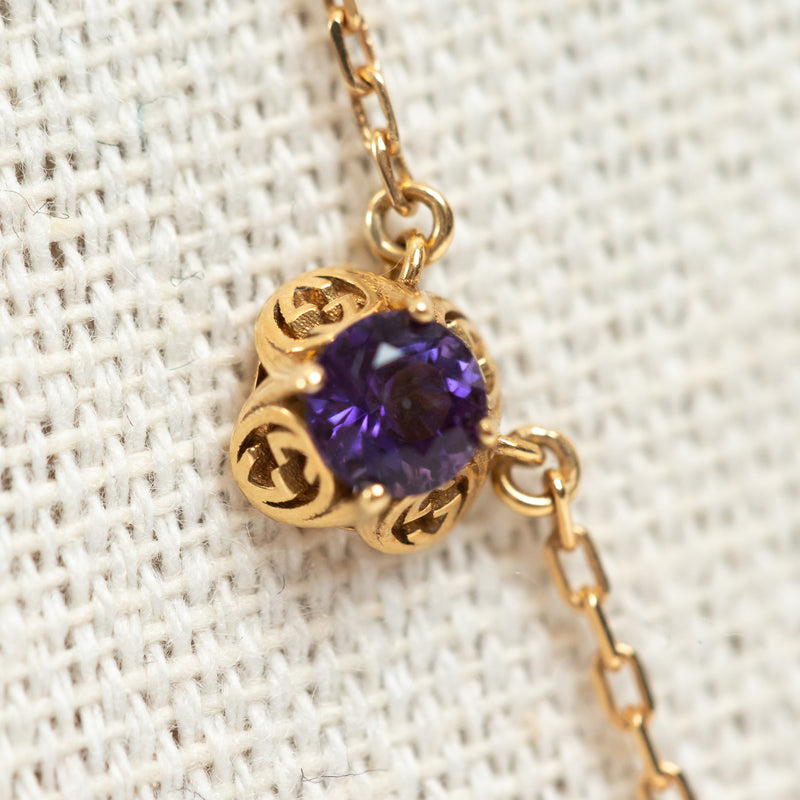 Gucci 18k Yellow Gold Interlocking G Necklace with Gemstones