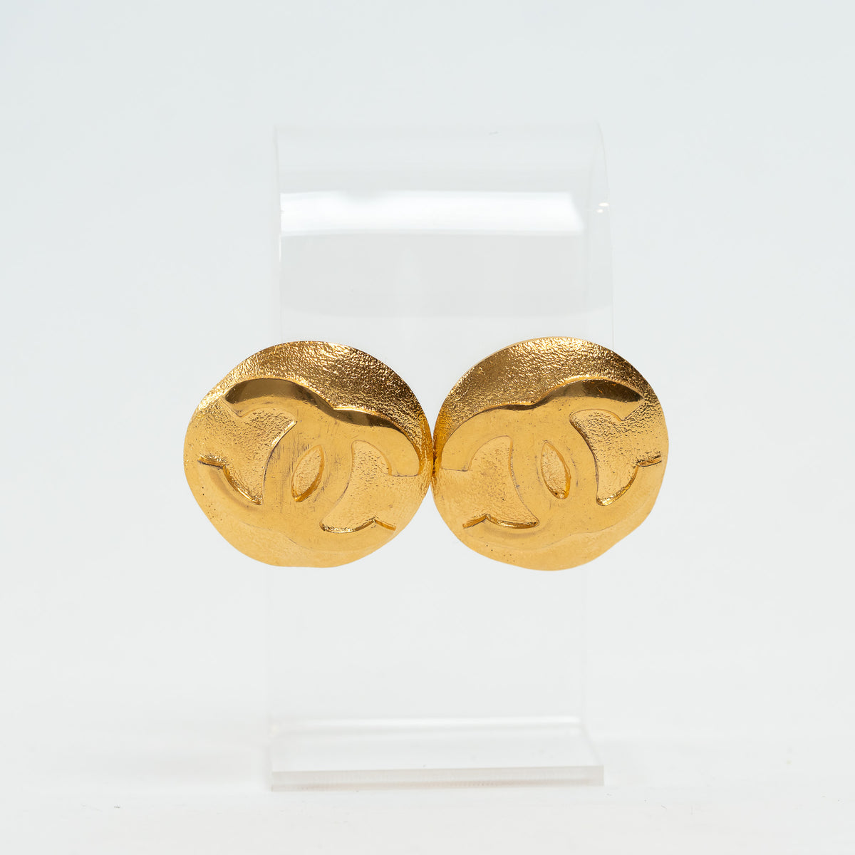 Pre-Loved Chanel™ Gold Tone Button Clip on Earrings
