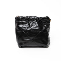 Pre-Loved Chanel™ Black Lambskin Leather Mini 22 Crossbody Bag with White Resin Logo