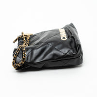 Pre-Loved Chanel™ Black Lambskin Leather Mini 22 Crossbody Bag with White Resin Logo
