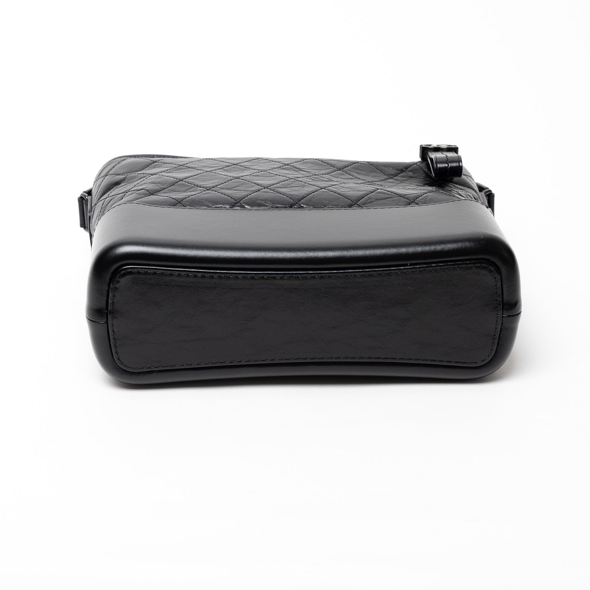 Pre-Loved Chanel™ Black Aged Calfskin Leather Medium Gabrielle Shoulder Bag with Black Hardware
