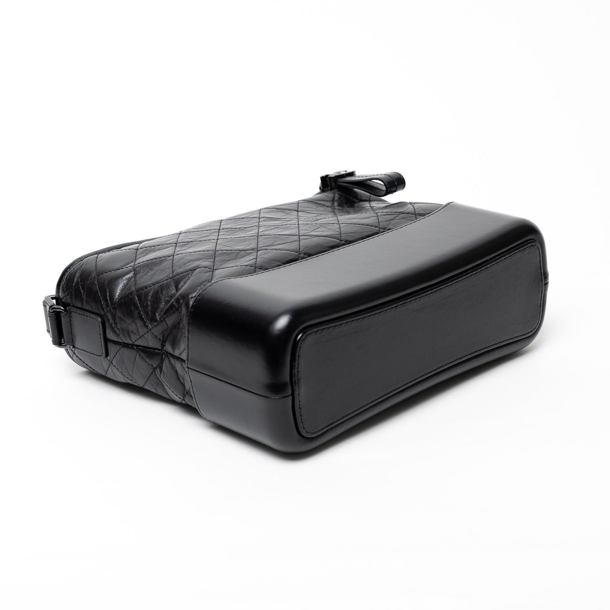 Pre-Loved Chanel™ Black Aged Calfskin Leather Medium Gabrielle Shoulder Bag with Black Hardware