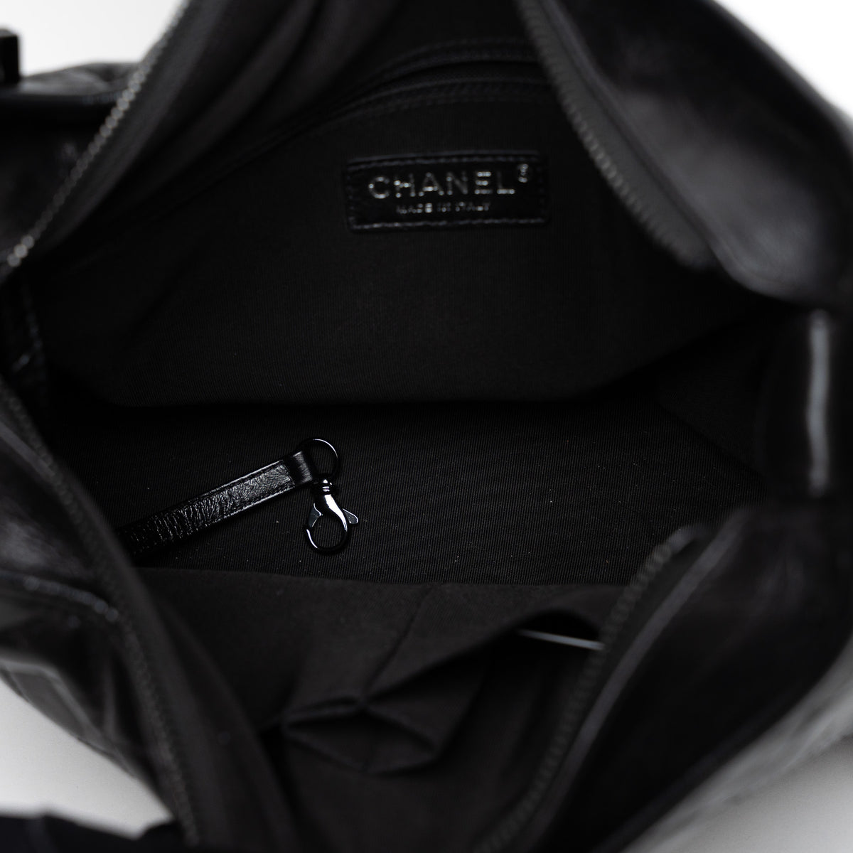 Pre-Loved Chanel™ Black Aged Calfskin Leather Medium Gabrielle Shoulder Bag with Black Hardware