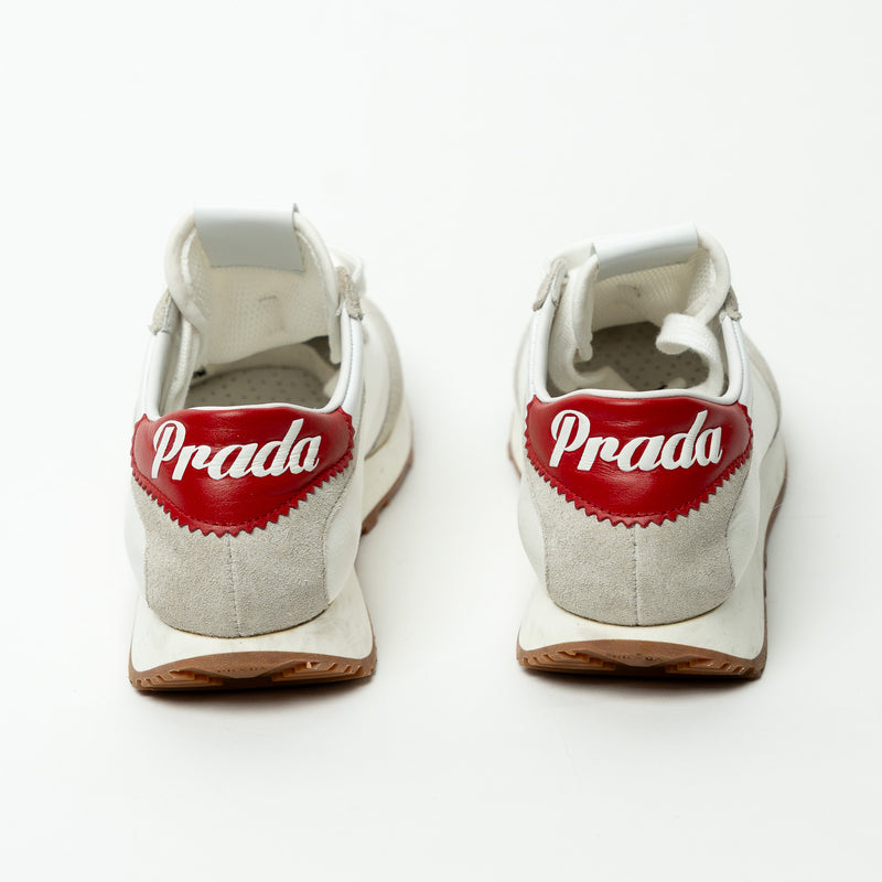 Prada Suede and Textile Sneakers with Red Details Size 35.5