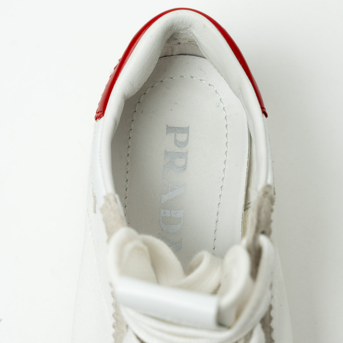 Prada Suede and Textile Sneakers with Red Details Size 35.5