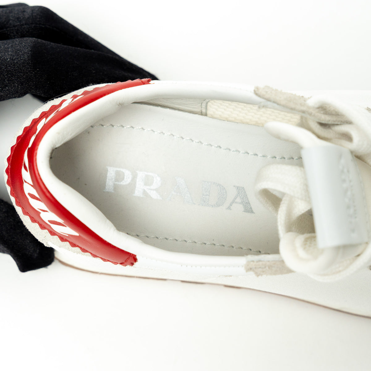 Prada Suede and Textile Sneakers with Red Details Size 35.5