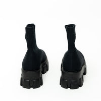 Prada Monolith Black Textile Sock Boots Size 36.5