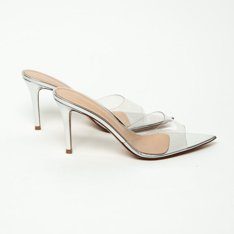 Gianvito Rossi Silver and PVC Mule Heels Size 39