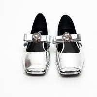 Versace Metallic Silver Flats With Peep Toe Size 39