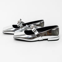 Versace Metallic Silver Flats With Peep Toe Size 39