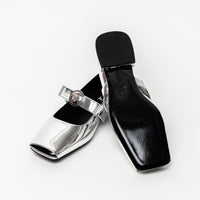 Versace Metallic Silver Flats With Peep Toe Size 39