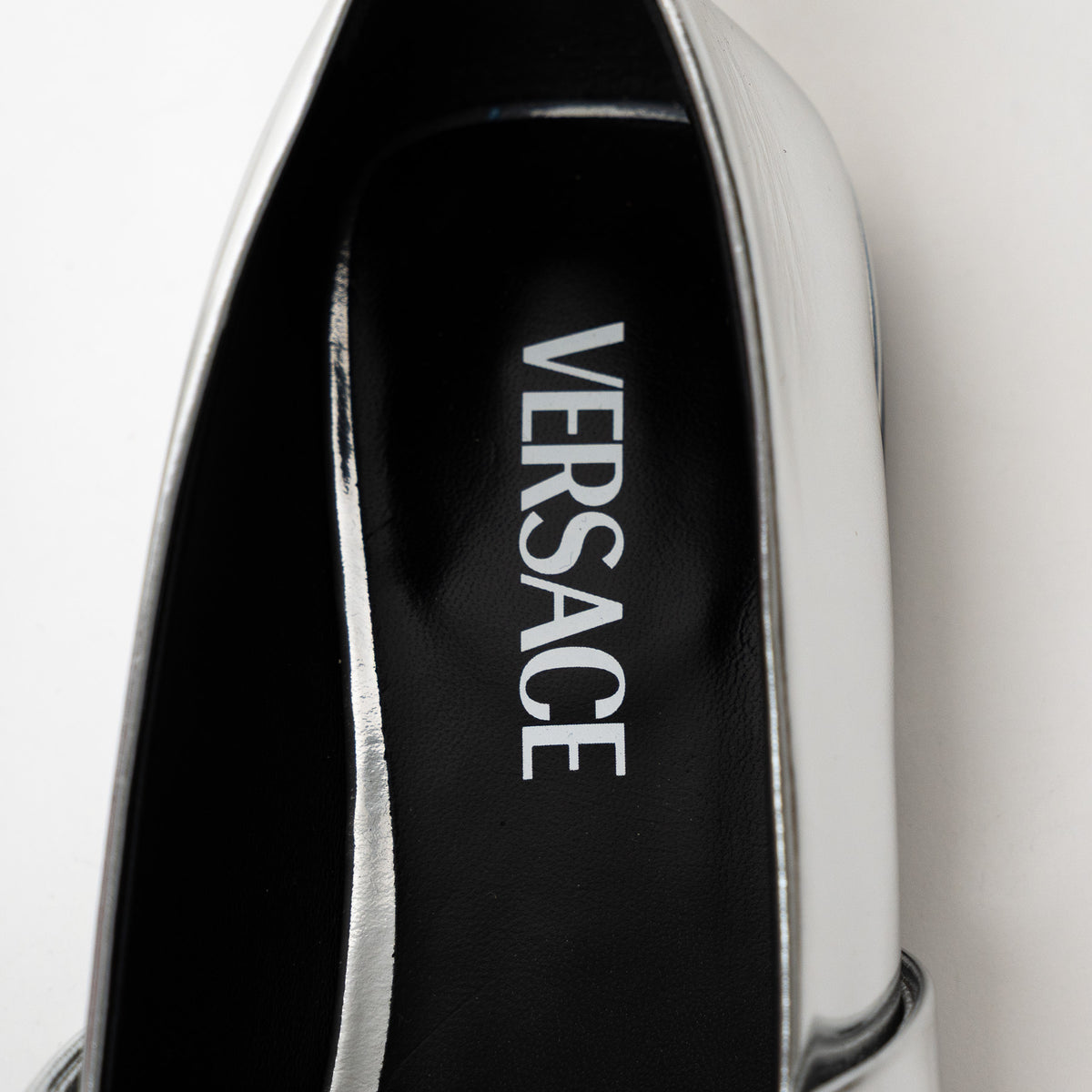 Versace Metallic Silver Flats With Peep Toe Size 39