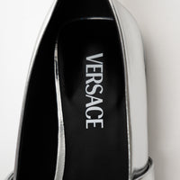 Versace Metallic Silver Flats With Peep Toe Size 39