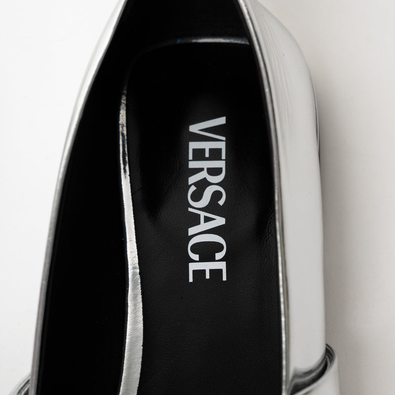 Versace Metallic Silver Flats With Peep Toe Size 39