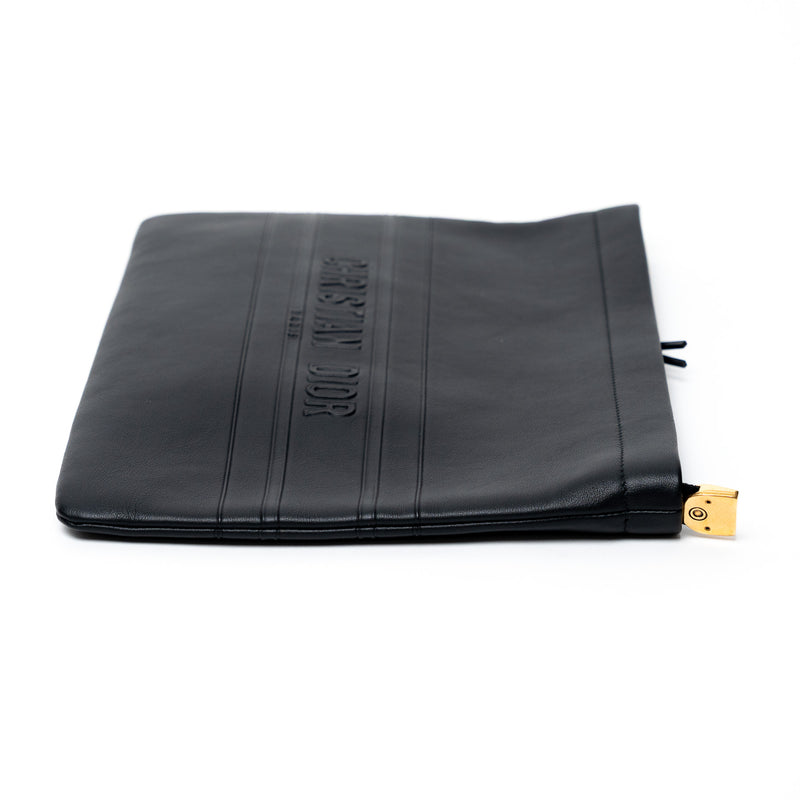 Dior Black Grained Leather Pouch