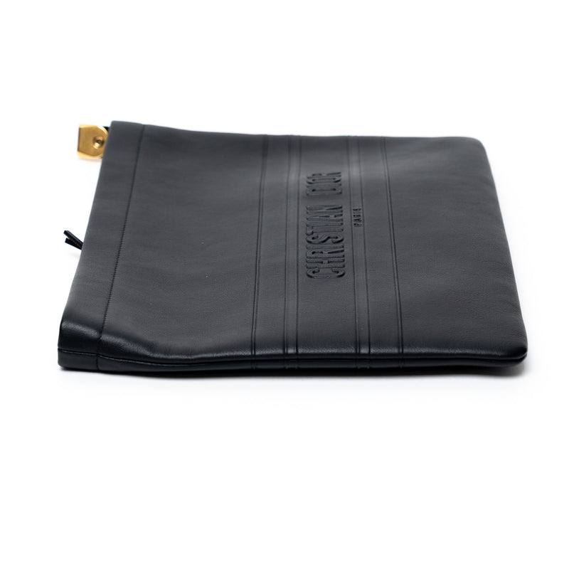 Dior Black Grained Leather Pouch