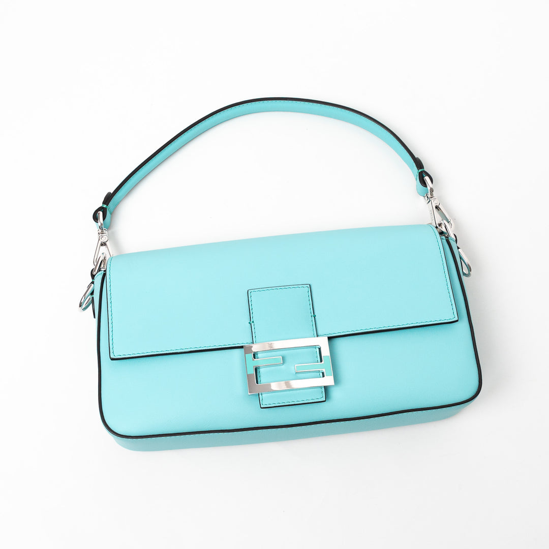 Fendi x Tiffany & Co. Tiffany Blue Calfskin Leather Medium Baguette Shoulder Bag