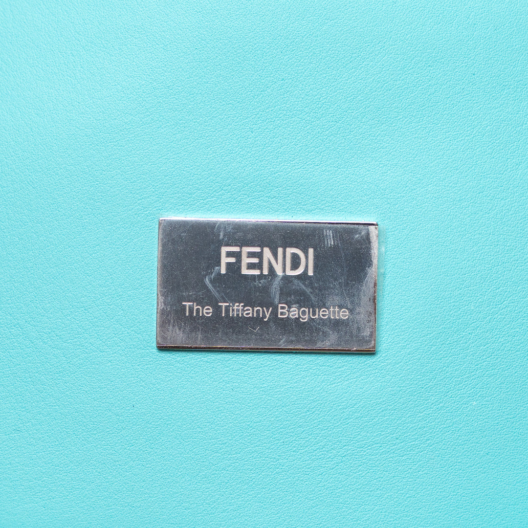 Fendi x Tiffany & Co. Tiffany Blue Calfskin Leather Medium Baguette Shoulder Bag