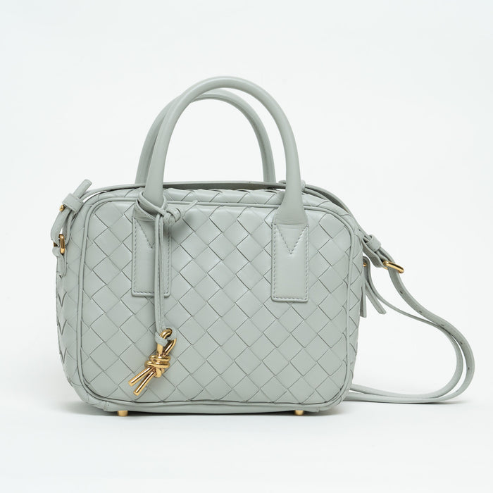 Bottega Veneta small Getaway bag in grey with small gold knot detail