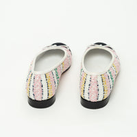 Pre-Loved Chanel™ Pink and White Multicolor Tweed Ballet Flats Size 36.5C