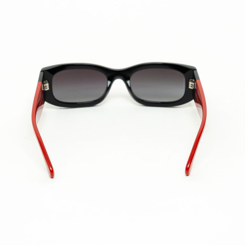 Pre-Loved Chanel™ Black and Red Square Frame Sunglasses