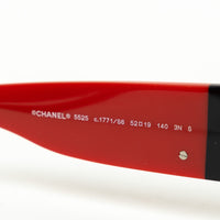 Pre-Loved Chanel™ Black and Red Square Frame Sunglasses