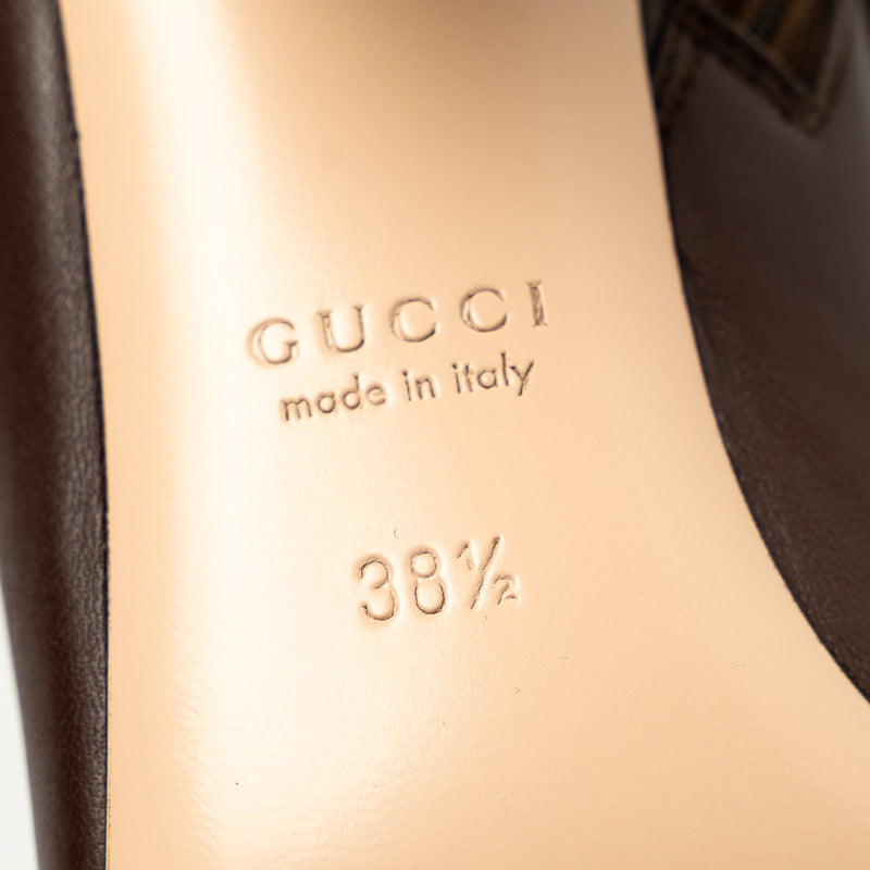 Gucci Brown Grained Leather Knee High Boot Size 38.5