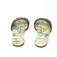 Dior White and Green Multicolor Floral Dway Sandals Size 36