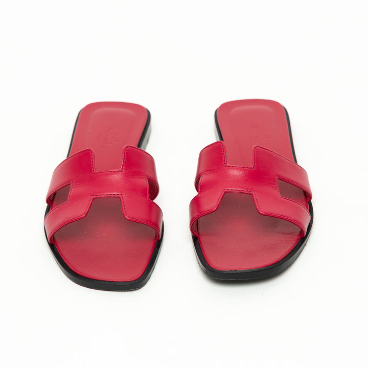 Hermes Magenta Swift Leather Sandals Size 36