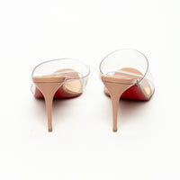 Christian Louboutin Tan Leather Clear PVC Sandals Size 39.5