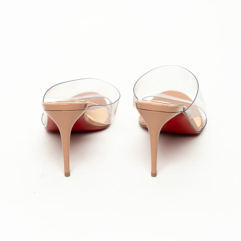 Christian Louboutin Tan Leather Clear PVC Sandals Size 39.5