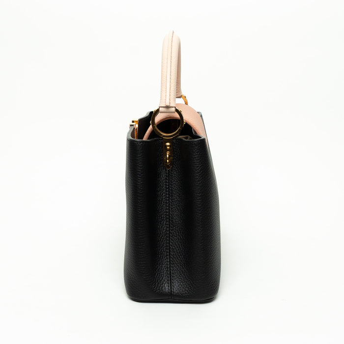 Louis Vuitton Black and Pink Taurillon Leather Capucines PM Handbag