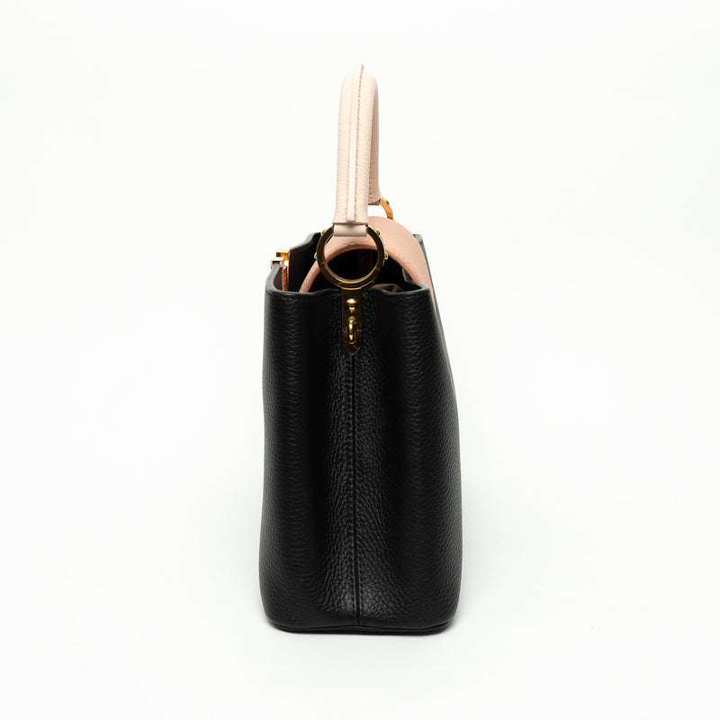 Louis Vuitton Black and Pink Taurillon Leather Capucines PM Handbag