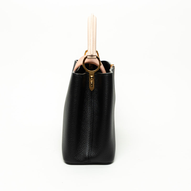 Louis Vuitton Black and Pink Taurillon Leather Capucines PM Handbag