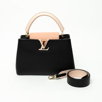 Louis Vuitton Black and Pink Taurillon Leather Capucines PM Handbag