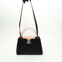 Louis Vuitton Black and Pink Taurillon Leather Capucines PM Handbag
