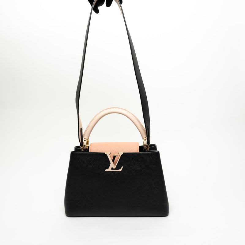 Louis Vuitton Black and Pink Taurillon Leather Capucines PM Handbag