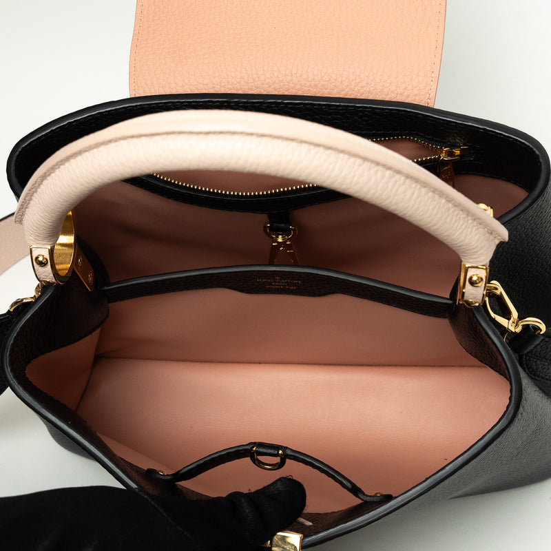 Louis Vuitton Black and Pink Taurillon Leather Capucines PM Handbag