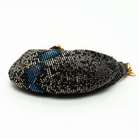 Versace Black Textile Multicolor Sequin Python Pattern Hobo Bag