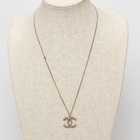 Pre-Loved Chanel™ Gold Tone Interlocking Logo Pendant Inset with Multicolor Crystals