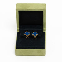 Van Cleef & Arpels 18k Gold Blue Agate Vintage Alhambra Earrings