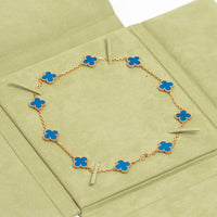 Van Cleef & Arpels 18k Gold Blue Agate Vintage 10 Motif Necklace