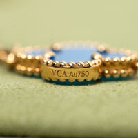 Van Cleef & Arpels 18k Gold Blue Agate Vintage 10 Motif Necklace