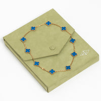 Van Cleef & Arpels 18k Gold Blue Agate Vintage 10 Motif Necklace