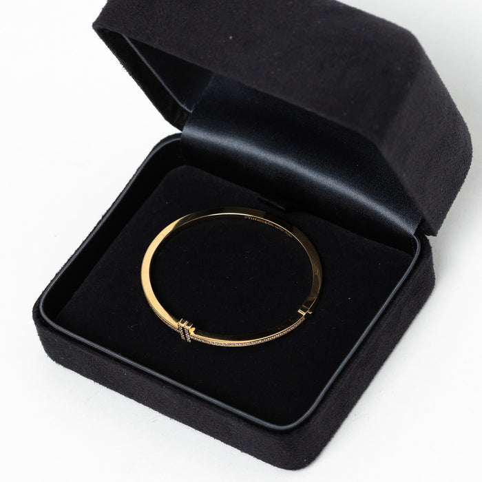 Tiffany & Co. 18k Yellow Gold Diamond Hinged Wire Bangle