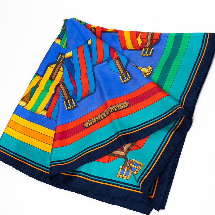 Hermes Multicolor Silk Les Sangles Scarf (need Pricing)