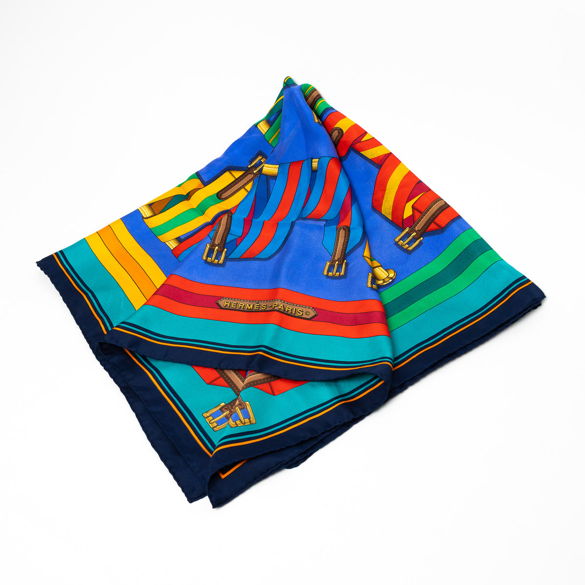 Hermes Multicolor Silk Les Sangles Scarf (need Pricing)