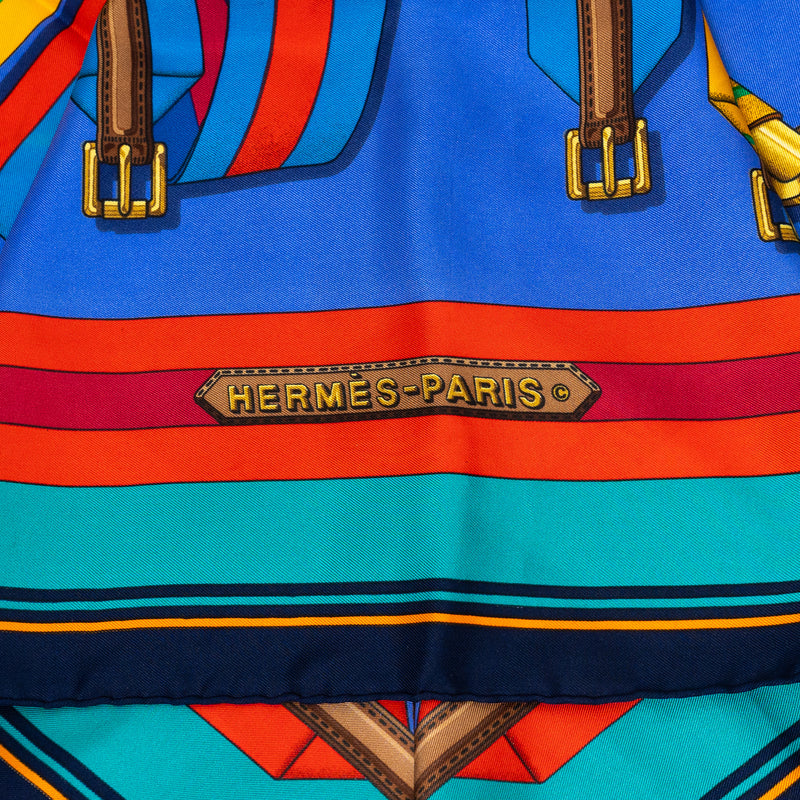 Hermes Multicolor Silk Les Sangles Scarf (need Pricing)