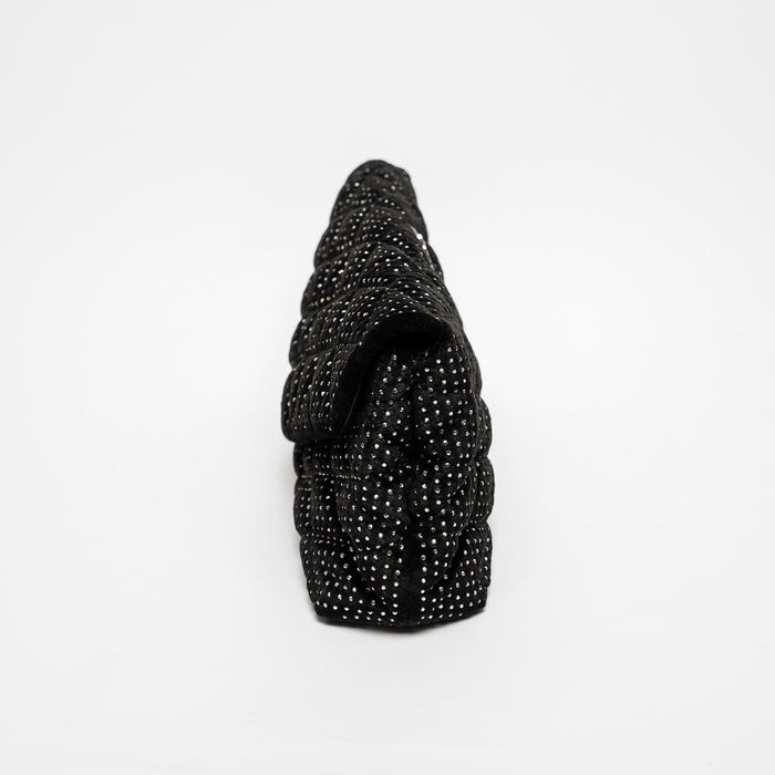 Saint Laurent Black Velvet Rhinestone Envelope Clutch